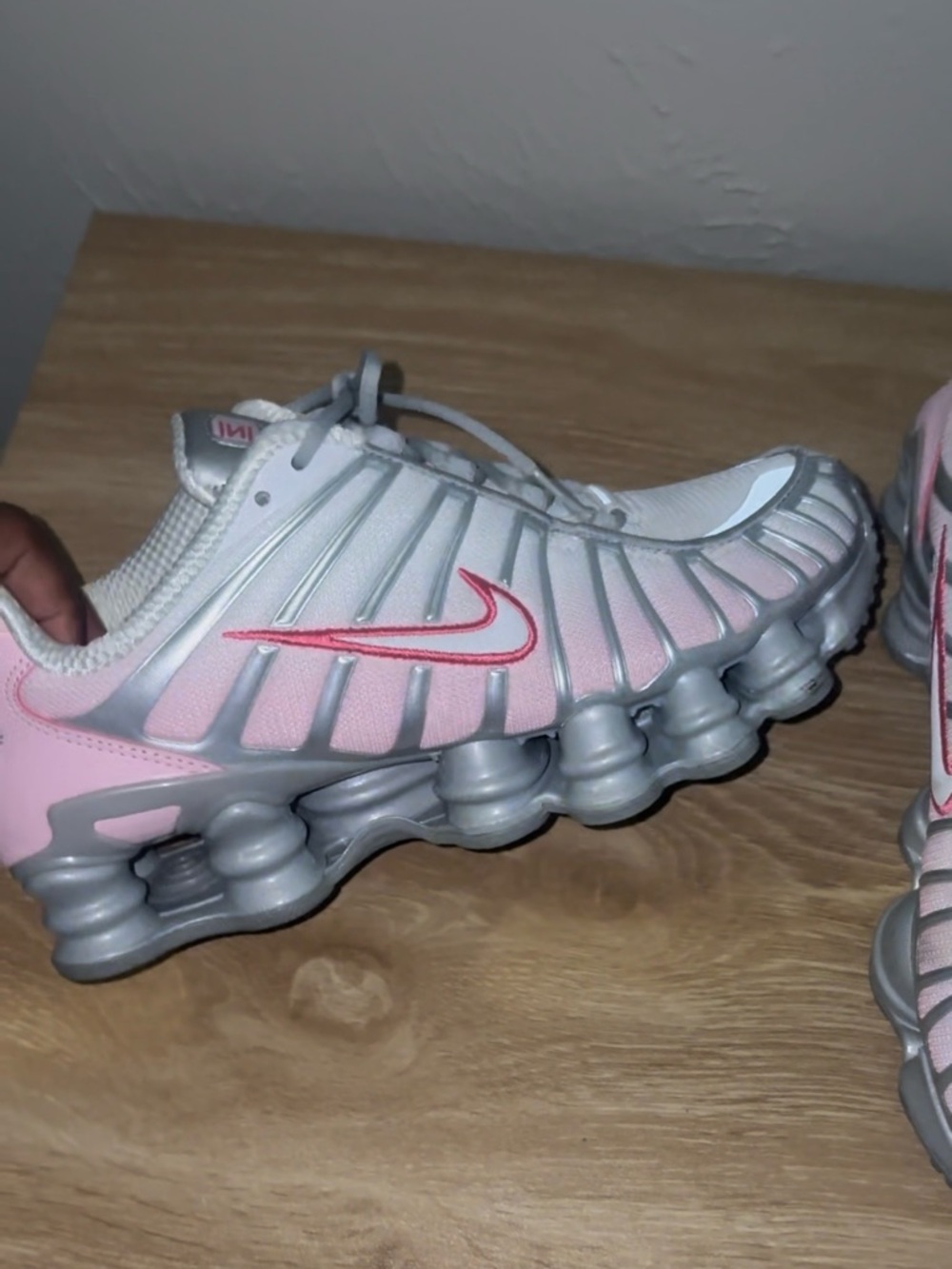 Nike women Pink and Silver Shock-Absorbent Sneakers